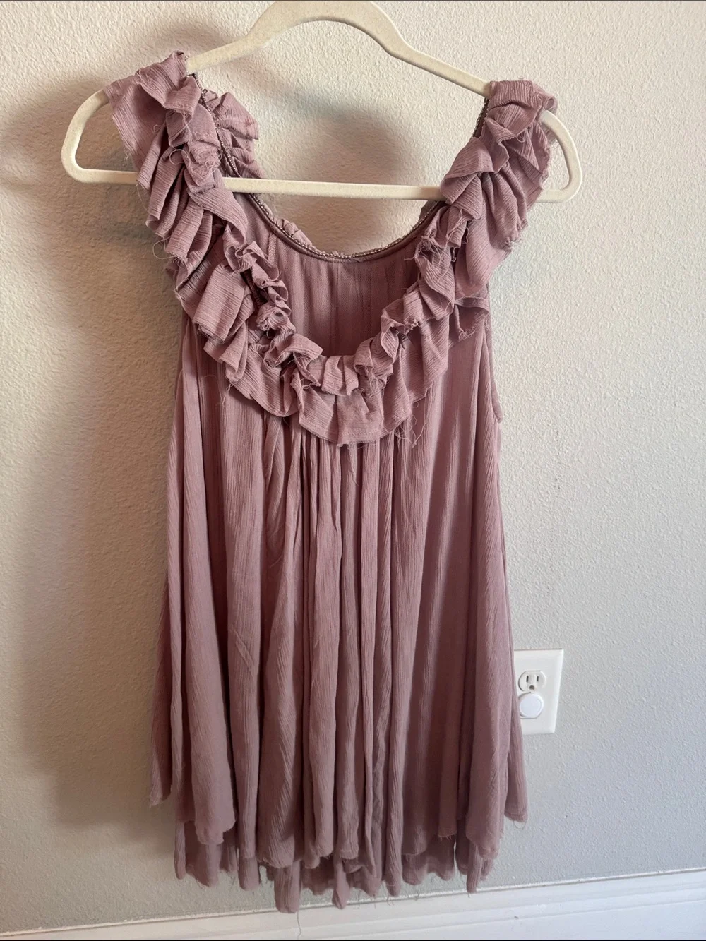 Free People Dusty Rose Ruffled Sleeveless Swing Dress